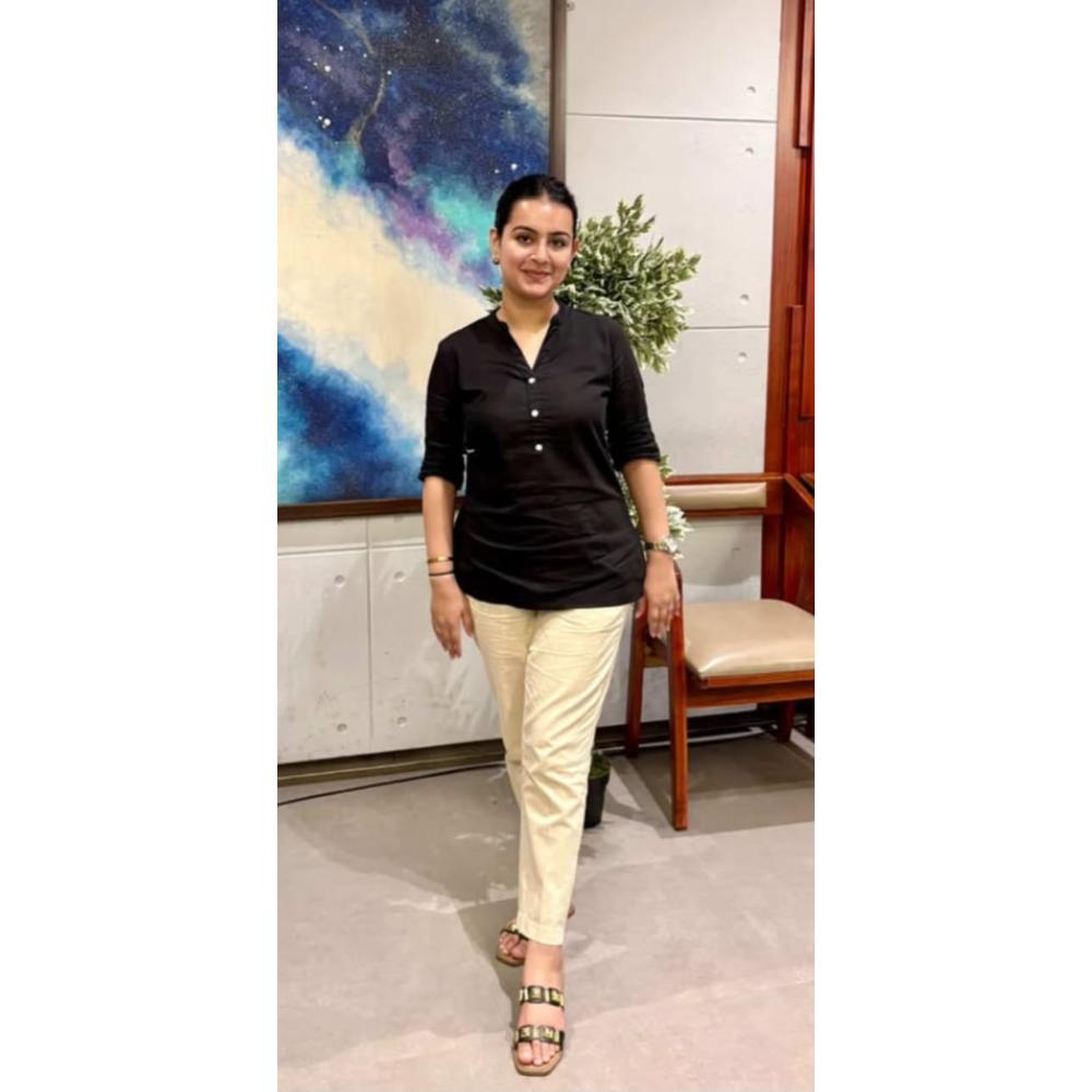 Co-ord Set - Black Kurti and Beige Pants