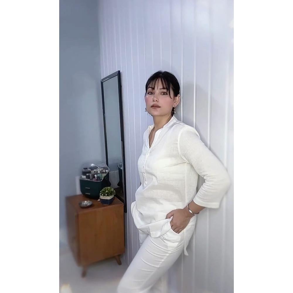 Co-ord Set - White Kurti and White Pants