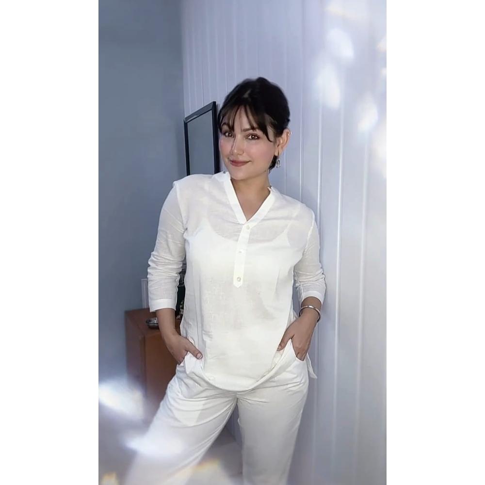 Co-ord Set - White Kurti and White Pants
