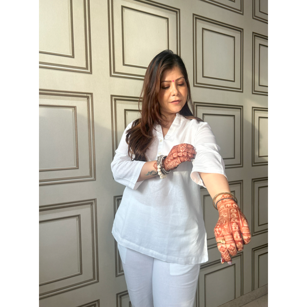 White Airy Linen Short Kurta