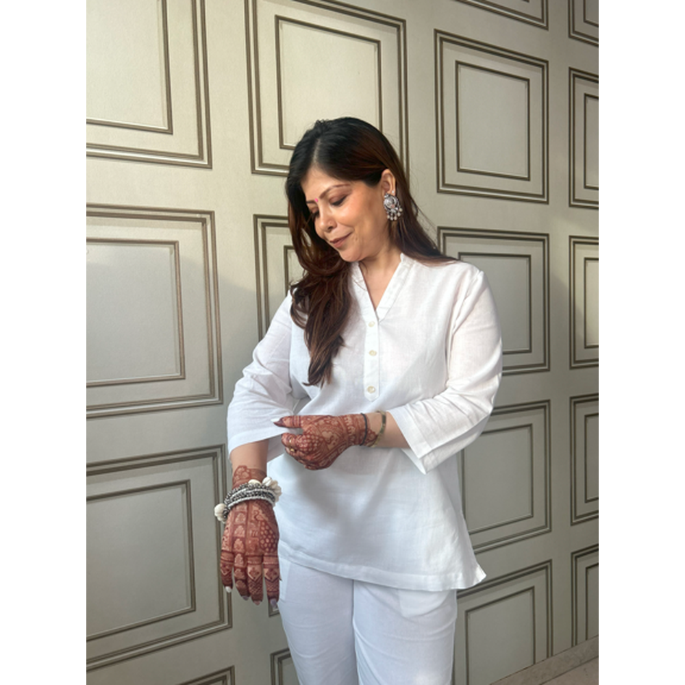 White Airy Linen Short Kurta